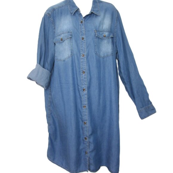 Ariat Women's Size 2X Blue Chambray Dress Button Western 100% Tencel - Picture 2 of 12